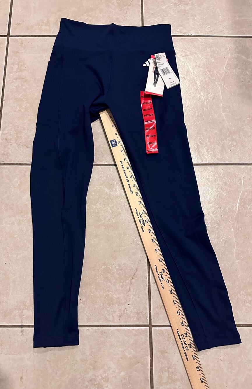 NWT Adidas Women's Dark Blue Tight Fit Pocket Workout Leggings Size Medium M